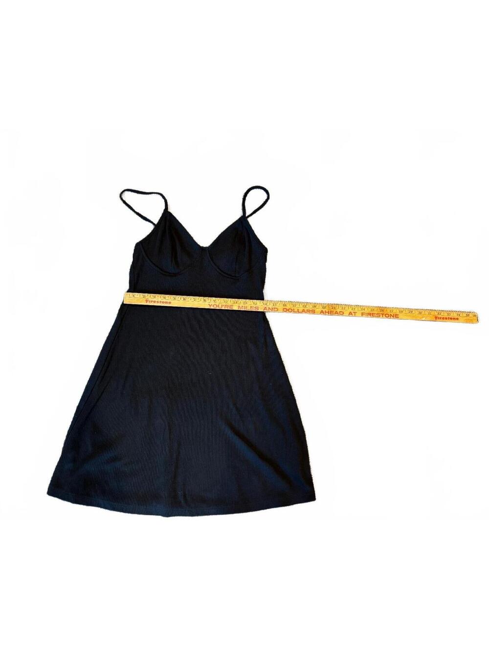 Wild Fable Black Ribbed Mini Dress with Spaghetti Straps Size M
